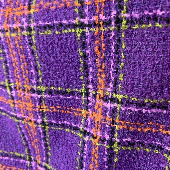 Vintage Susan Bristol Womens Purple Plaid Ornate Button Wool Jacket Size 12 - Picture 4 of 11
